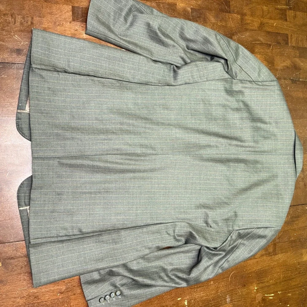 Marzoni Suit Mens 50 Gray Pinstripe Italian Wool Two Button Paisley Lining 40x34